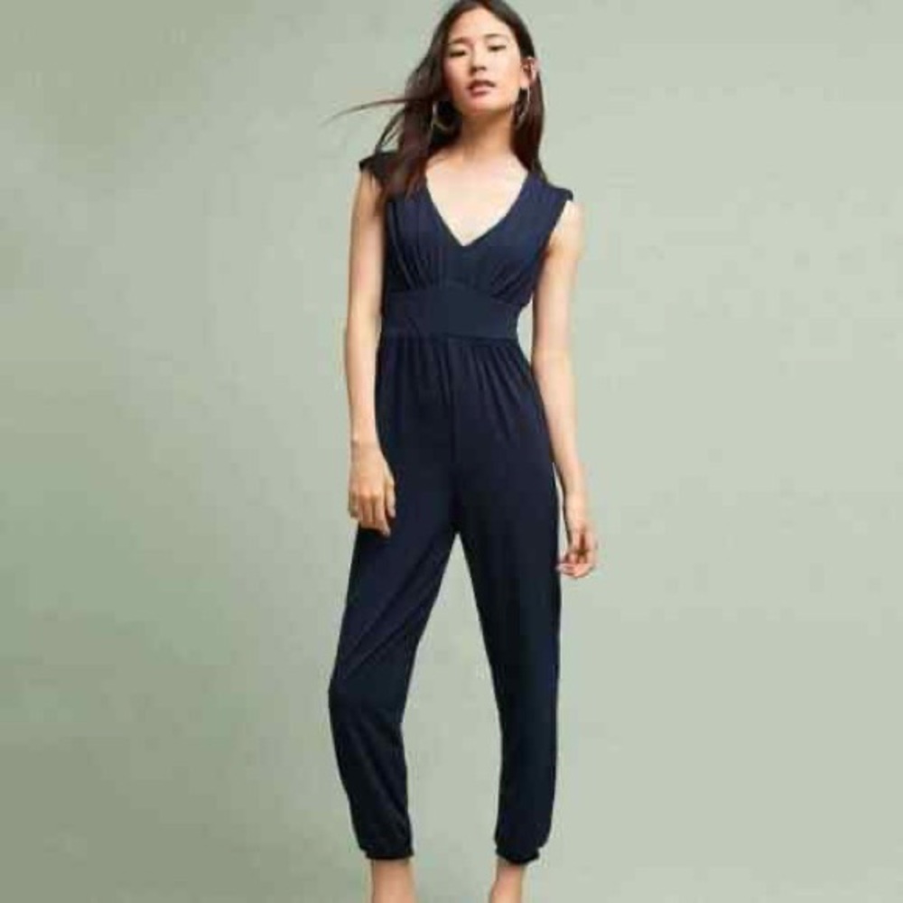 Anthropologie Velvet by Graham & Spencer Marlisa Dark Gray Jumpsuit Size Small